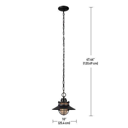 Liam 1-Light Outdoor/Indoor Pendant, Black, Matte Finish,44166