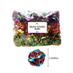 SunGrow Cat Crinkle Balls, 1.5-2 Inches, Lightweight, Ideal for Kittens and Adult Cats, Multicolor, 12 Pcs per Pack