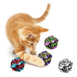 SunGrow Cat Crinkle Balls, 1.5-2 Inches, Lightweight, Ideal for Kittens and Adult Cats, Multicolor, 12 Pcs per Pack