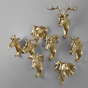 bouti1583 Single Deer Head Antlers Wall Hanger Coat Hat Hook Animal Shaped Decorative Gift White