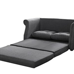 Container Direct Elvin Contemporary Linen Fabric Scroll Armrest Sofa Bed, Dark Grey