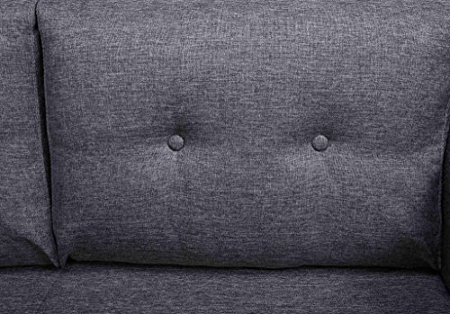 Container Direct Elvin Contemporary Linen Fabric Scroll Armrest Sofa Bed, Dark Grey