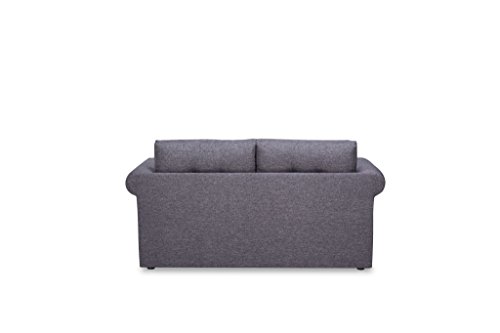 Container Direct Elvin Contemporary Linen Fabric Scroll Armrest Sofa Bed, Dark Grey