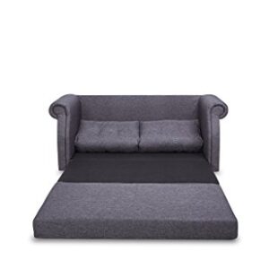 Container Direct Elvin Contemporary Linen Fabric Scroll Armrest Sofa Bed, Dark Grey