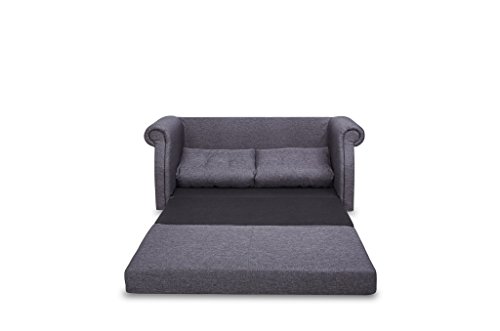 Container Direct Elvin Contemporary Linen Fabric Scroll Armrest Sofa Bed, Dark Grey