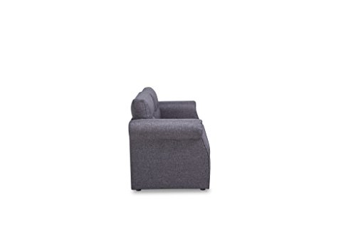 Container Direct Elvin Contemporary Linen Fabric Scroll Armrest Sofa Bed, Dark Grey