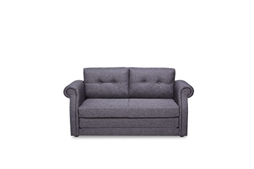 Container Direct Elvin Contemporary Linen Fabric Scroll Armrest Sofa Bed, Dark Grey