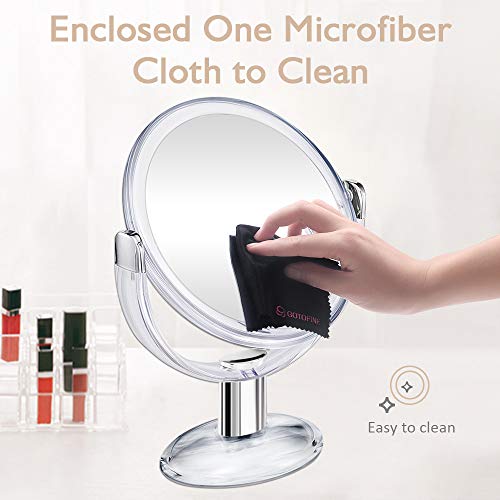 Gotofine Double Sided Magnifying Makeup Mirror, 1X & 10X Magnification with 360 Degree Rotation- Clear & Transparent