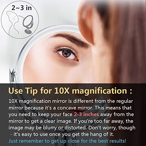 Gotofine Double Sided Magnifying Makeup Mirror, 1X & 10X Magnification with 360 Degree Rotation- Clear & Transparent