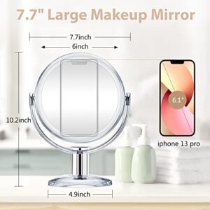 Gotofine Double Sided Magnifying Makeup Mirror, 1X & 10X Magnification with 360 Degree Rotation- Clear & Transparent