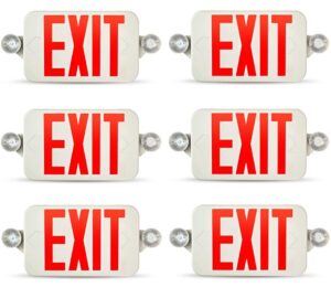 ciata lighting emergency exit lights with battery backup - high visibility fire exit signs - universal emergency lights for business or residential - rechargeable exit sign battery included - 6 pack