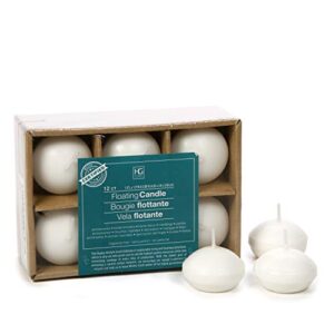 hosley set of 12 white unscented water floating mini candle discs- 1.6 inch diameter. ideal gift for weddings, home decor relaxation, spa. smokeless cotton wick. bulk buy, wax blend o3