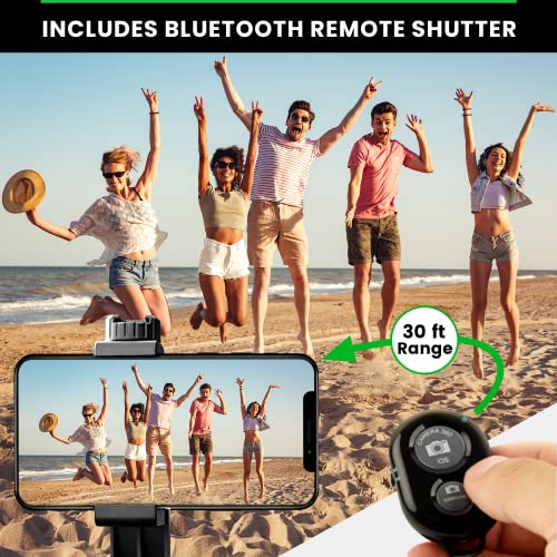 KobraTech Cell Phone Tripod Mount Adapter with Bluetooth Remote | Fits Any Size Smartphone Including iPhone 14 Plus, Pro Max, S23 Ultra and More | iPhone Tripod Mount Holder with Built-in Cold Shoe