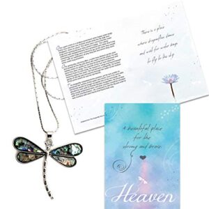 smiling wisdom - heaven dragonfly story greeting card gift set - abalone dragonfly necklace - loss, grief, bereavement or simple explanation of heaven and earth - child, tween, teen, girl, women