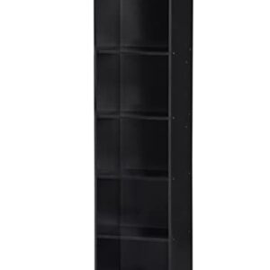 Hodedah Import 5 Shelf Bookcase, Black