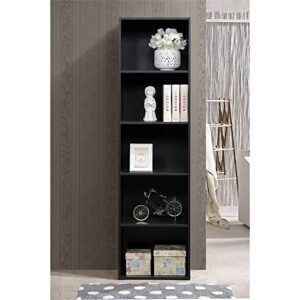 Hodedah Import 5 Shelf Bookcase, Black