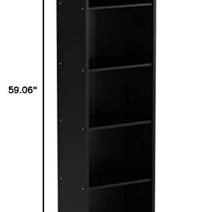 Hodedah Import 5 Shelf Bookcase, Black