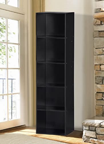 Hodedah Import 5 Shelf Bookcase, Black