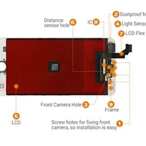 for iPhone 6 Plus 5.5 Inch LCD Digitizer Display Touch Screen Replacement Full Complete Front Glass Frame Assembly with Repair Tools Kit Model: A1522 A1524 A1593 in White