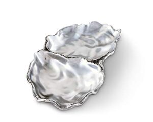 arthur court aluminum oyster vanity tray, desktop storage organizer, catchall, valet, nightstand or dresser / serving food tray coastal décor - 6 inch x 10 inch