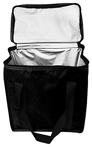 Earthwise Insulated Grocery Bags Reusable Heavy Duty Nylon Thermal Cooler Tote Leakproof with Zipper Closure Keeps Food Hot or Cold Great for Food Delivery Ubereats, Doordash, Grubhub (Black)