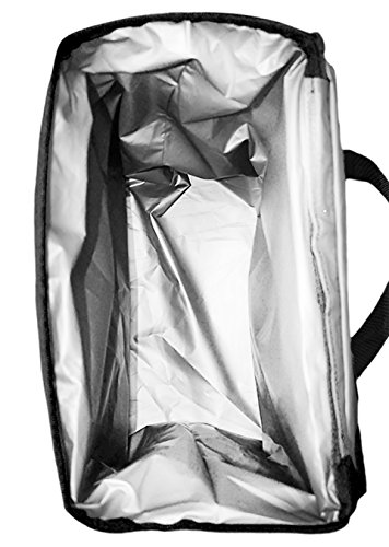 Earthwise Insulated Grocery Bags Reusable Heavy Duty Nylon Thermal Cooler Tote Leakproof with Zipper Closure Keeps Food Hot or Cold Great for Food Delivery Ubereats, Doordash, Grubhub (Black)