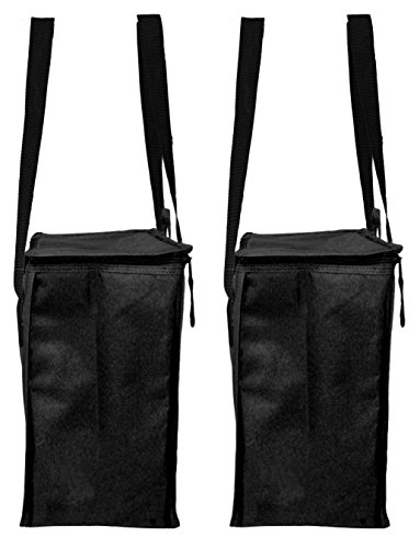 Earthwise Insulated Grocery Bags Reusable Heavy Duty Nylon Thermal Cooler Tote Leakproof with Zipper Closure Keeps Food Hot or Cold Great for Food Delivery Ubereats, Doordash, Grubhub (Black)