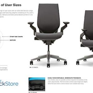 Steelcase Gesture Office Desk Chair with Headrest Plus Lumbar Support Cogent Connect Licorice 5S26 Fabric Standard Black Frame