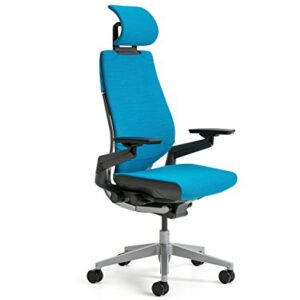 Steelcase Gesture Office Desk Chair with Headrest Plus Lumbar Support Cogent Connect Licorice 5S26 Fabric Standard Black Frame