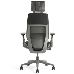 Steelcase Gesture Office Desk Chair with Headrest Plus Lumbar Support Cogent Connect Licorice 5S26 Fabric Standard Black Frame