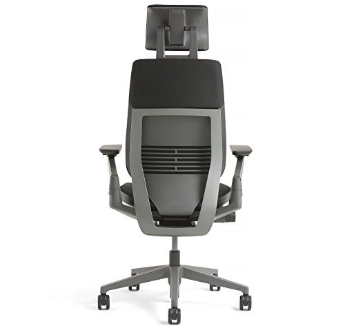 Steelcase Gesture Office Desk Chair with Headrest Plus Lumbar Support Cogent Connect Licorice 5S26 Fabric Standard Black Frame