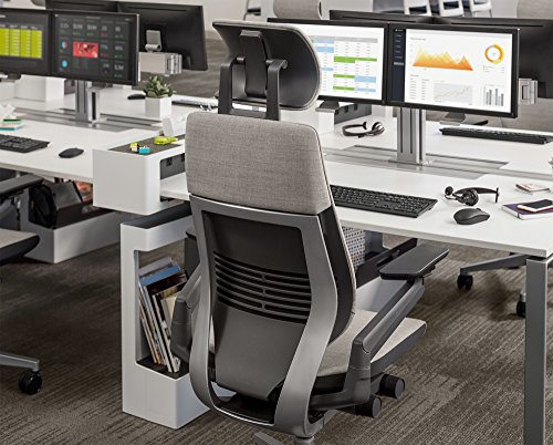 Steelcase Gesture Office Desk Chair with Headrest Plus Lumbar Support Cogent Connect Licorice 5S26 Fabric Standard Black Frame