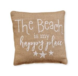the country house collection small burlap pillow (8" x 8") (beach/happy starfish)