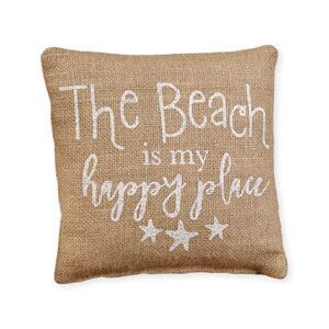 The Country House Collection Small Burlap Pillow (8" x 8") (Beach/Happy Starfish)