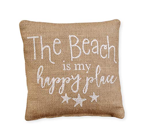 The Country House Collection Small Burlap Pillow (8" x 8") (Beach/Happy Starfish)