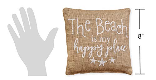 The Country House Collection Small Burlap Pillow (8" x 8") (Beach/Happy Starfish)