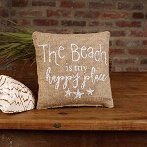 The Country House Collection Small Burlap Pillow (8" x 8") (Beach/Happy Starfish)