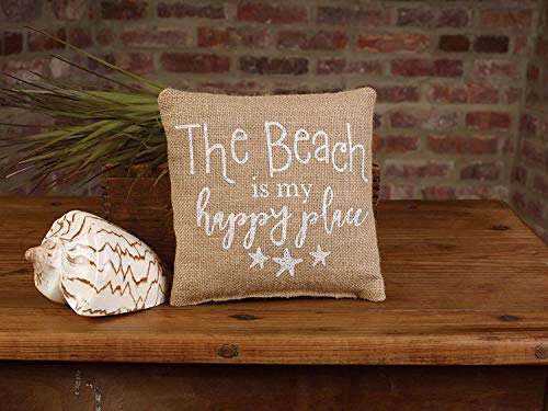 The Country House Collection Small Burlap Pillow (8" x 8") (Beach/Happy Starfish)