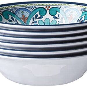 Certified International Talavera All Purpose Melamine Bowl, 7.5" x 2", Set of 6, 7.5x2 Inches, Multicolor, 14oz