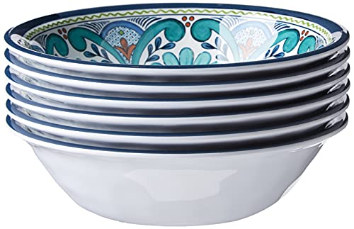 Certified International Talavera All Purpose Melamine Bowl, 7.5" x 2", Set of 6, 7.5x2 Inches, Multicolor, 14oz