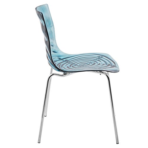 LeisureMod Astor Modern Dining Chair (Set of 4), Plastic, Transparent Blue