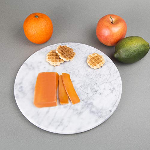 Creative Home Natural Marble Round Serving Board Charcuterie Board Cheese Dessert Bread Serving Platter For Kitchen Baking Party Serving, 12" Diam. x 1" H, Off-White (color may vary)