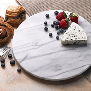 Creative Home Natural Marble Round Serving Board Charcuterie Board Cheese Dessert Bread Serving Platter For Kitchen Baking Party Serving, 12" Diam. x 1" H, Off-White (color may vary)