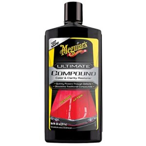 meguiar's ultimate compound, car compound restores paint and car shine, easy to use paint scratch removal for cars with super micro-abrasive technology, 20 fl oz bottle