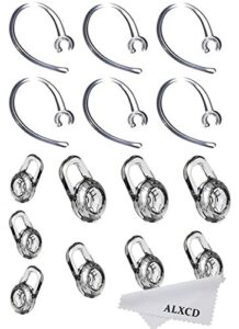 alxcd earbud gel & ear hook for plantronics, 9 pcs (small/medium/large) clear replacement eargel & 6 pcs clear ear hook, fit for plantronics m155 m165 m1100 m100 m55 m28 m25 voyager edge (6+9)
