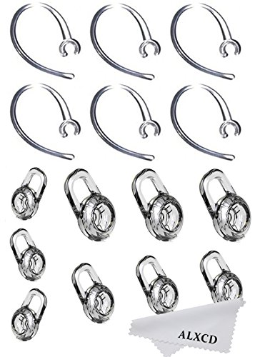 ALXCD Earbud Gel & Ear Hook for Plantronics, 9 Pcs (Small/Medium/Large) Clear Replacement Eargel & 6 Pcs Clear Ear Hook, Fit for Plantronics M155 M165 M1100 M100 M55 M28 M25 Voyager Edge (6+9)