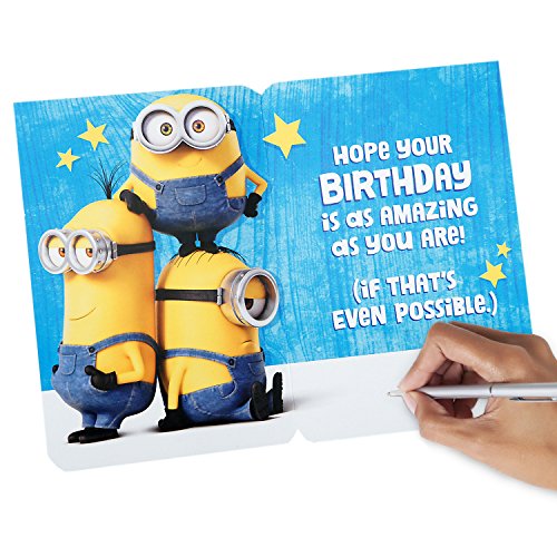 Hallmark Birthday Card for Kids (Minions, Stickers Included)