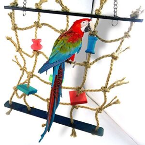 Pet Supplies Parrot Bird Cage Toy Game Hanging Rope Climbing Net Swing Ladder Parakeet Budgie Macaw Play Activity Gym Toys for Small Bird