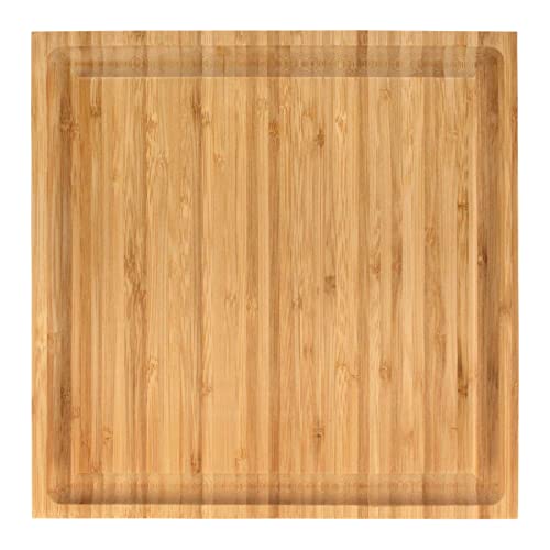 BambooMN Bulk Wholesale Premium Bamboo Grooved Cutting Board - 11" x 11" x .75" - 1 Piece