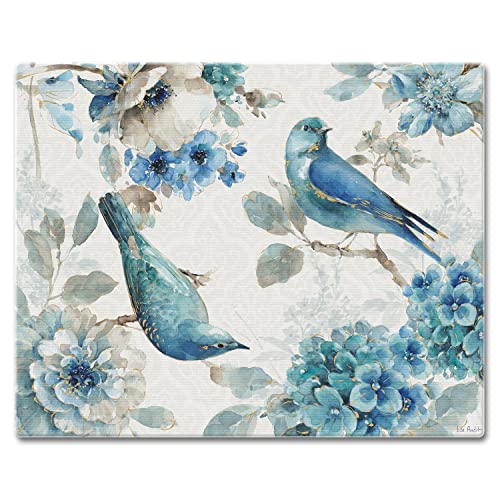 CounterArt Indi Gold Birds 3mm Heat Tolerant Tempered Glass Cutting Board 15” x 12” Manufactured in the USA Dishwasher Safe